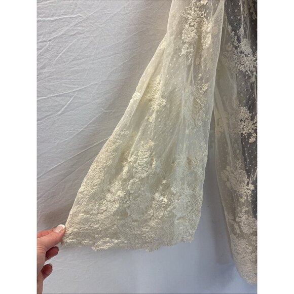 Sundance Cream Open Front Crochet duster‎ Lace Cardigan bell sleeve size XS - Picture 2 of 9